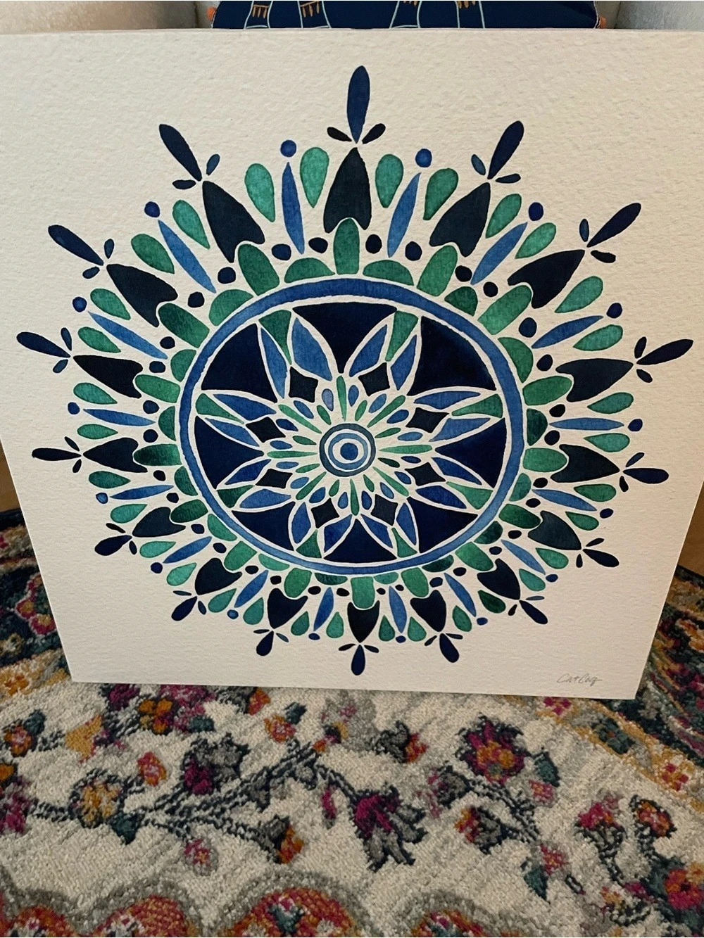Geometric Art Print in Green & Blue